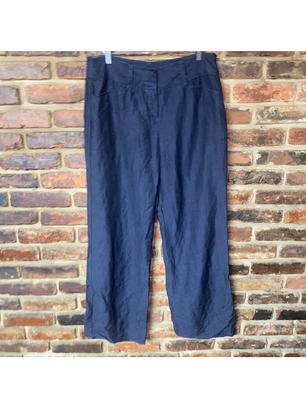 Atelier Black Chambray Wide Leg Dress Pants Women's Size 12